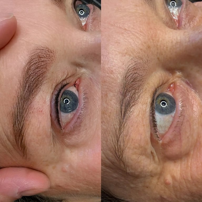 Wimpernkranz Permanent Make-up vorher nachher