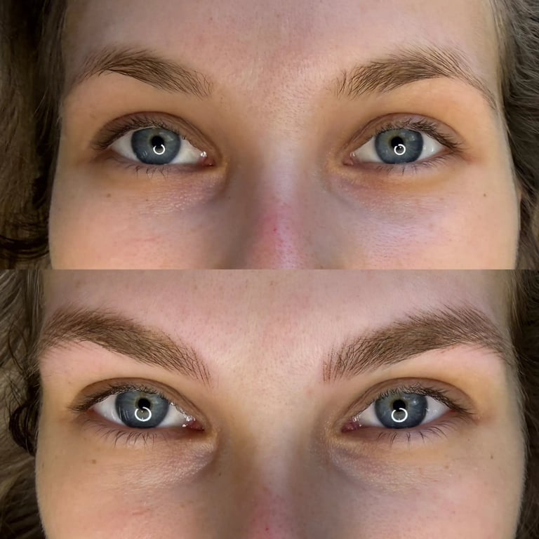 Natürliches Permanent Make-up Augenbrauen vorher nachher